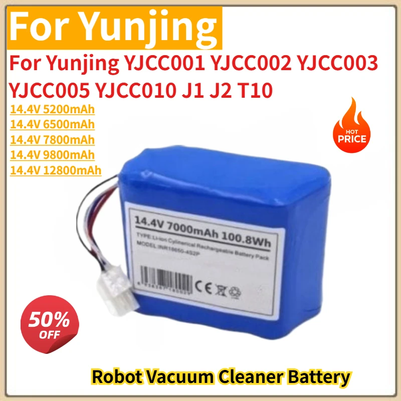 

High Quality Robot Vacuum Cleaner Battery 14.4V 12800mAh for Yunjing YJCC003 YJCC005 YJCC001 YJCC002 YJCC010 J1 J2 T10 New