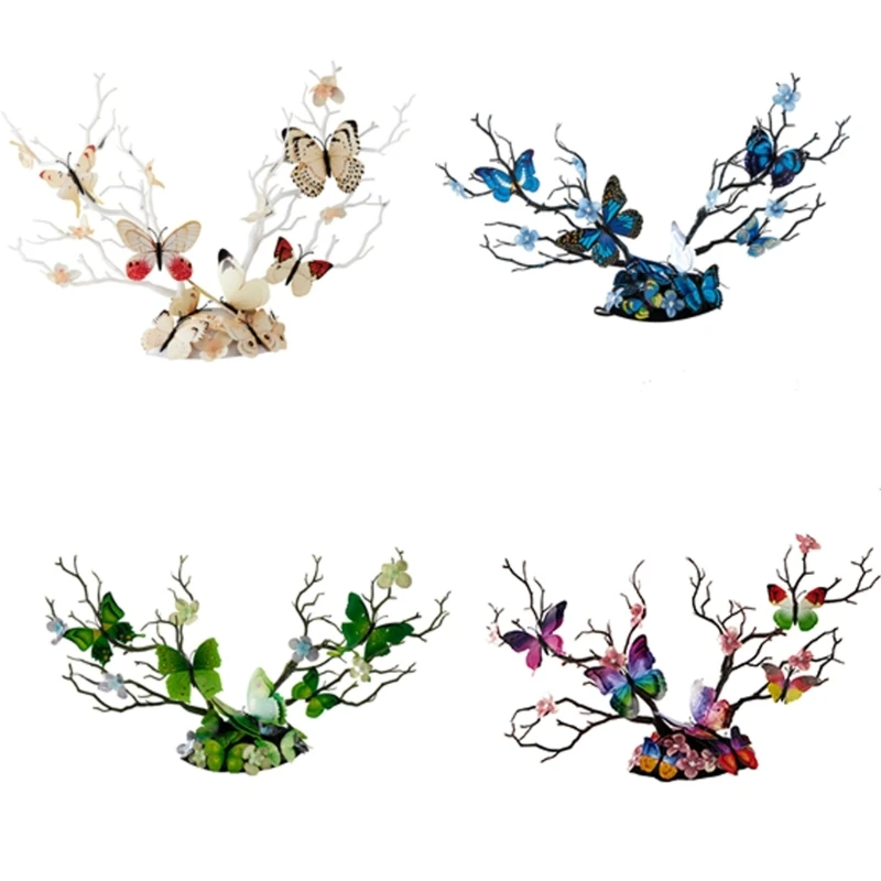 Fashionable Flower Branch Headwear with Butterfly Top Hat Clip for Distinctive Look Hairpieces Party Hair Drop Shipping