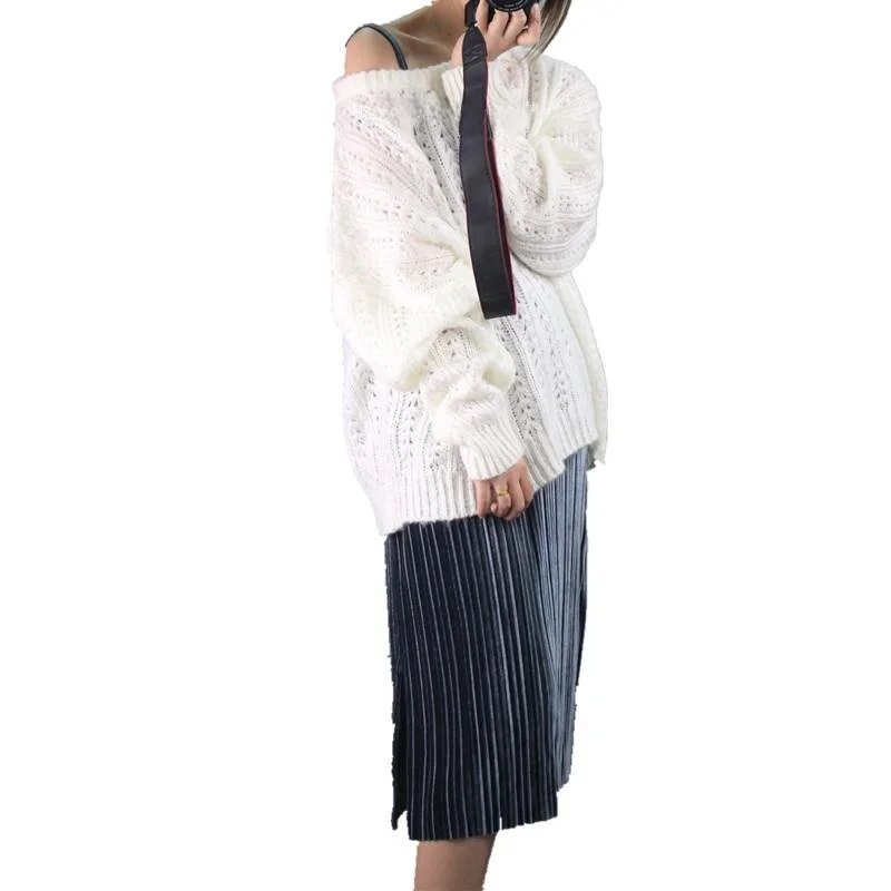 ربيع الخريف 2025 الكورية Sle المخملية ter Dr التخسيس المرأة سترة تنورة طويلة الشق ثوب منتصف طول ألف خط Dr