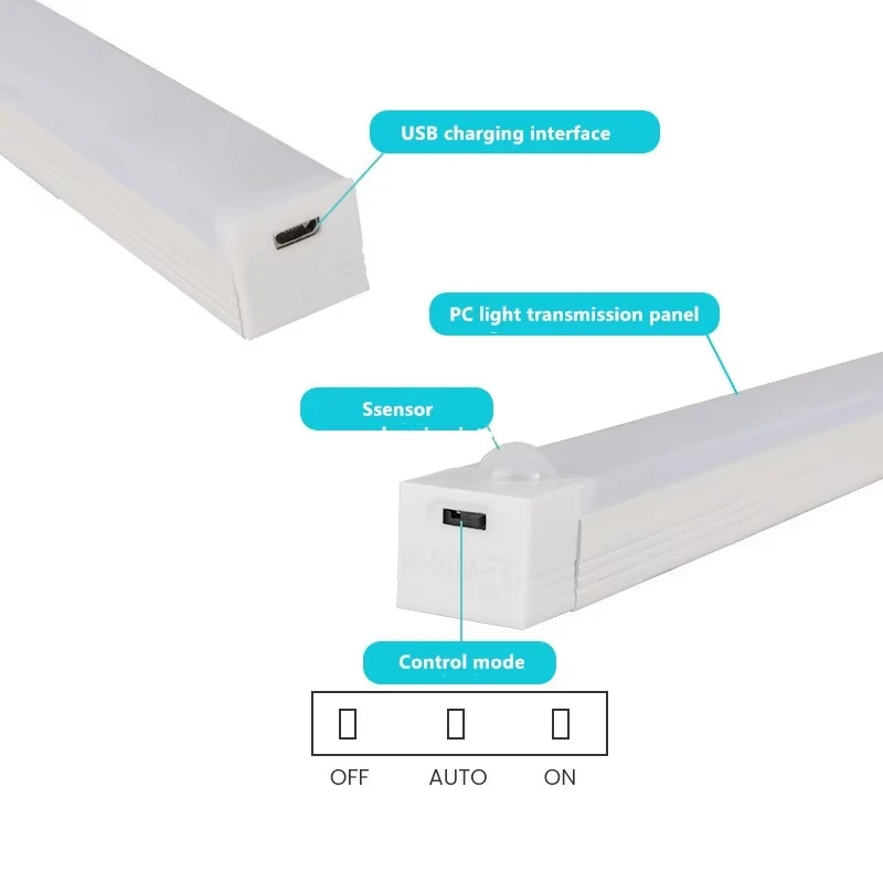 Night Light Motion Sensor Light Wireless LED TYPE-C Rechargeable Lamp Closet Lamp smart led light bar LED lamp for a cabinet