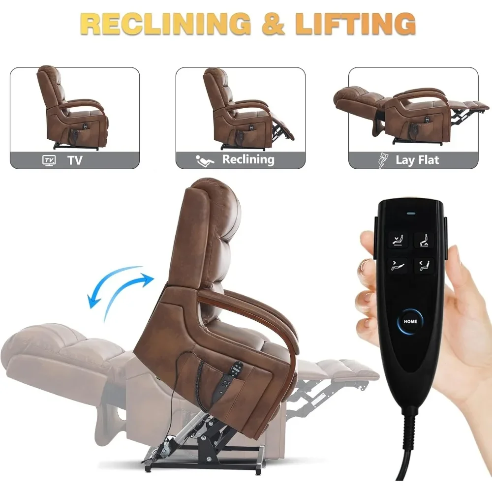 كرسي استرخاء لرفع الطاقة بمحرك مزدوج مع تدليك وحرارة لكبار السن وميزة مسطحة ومساعدة واقفة للراحة