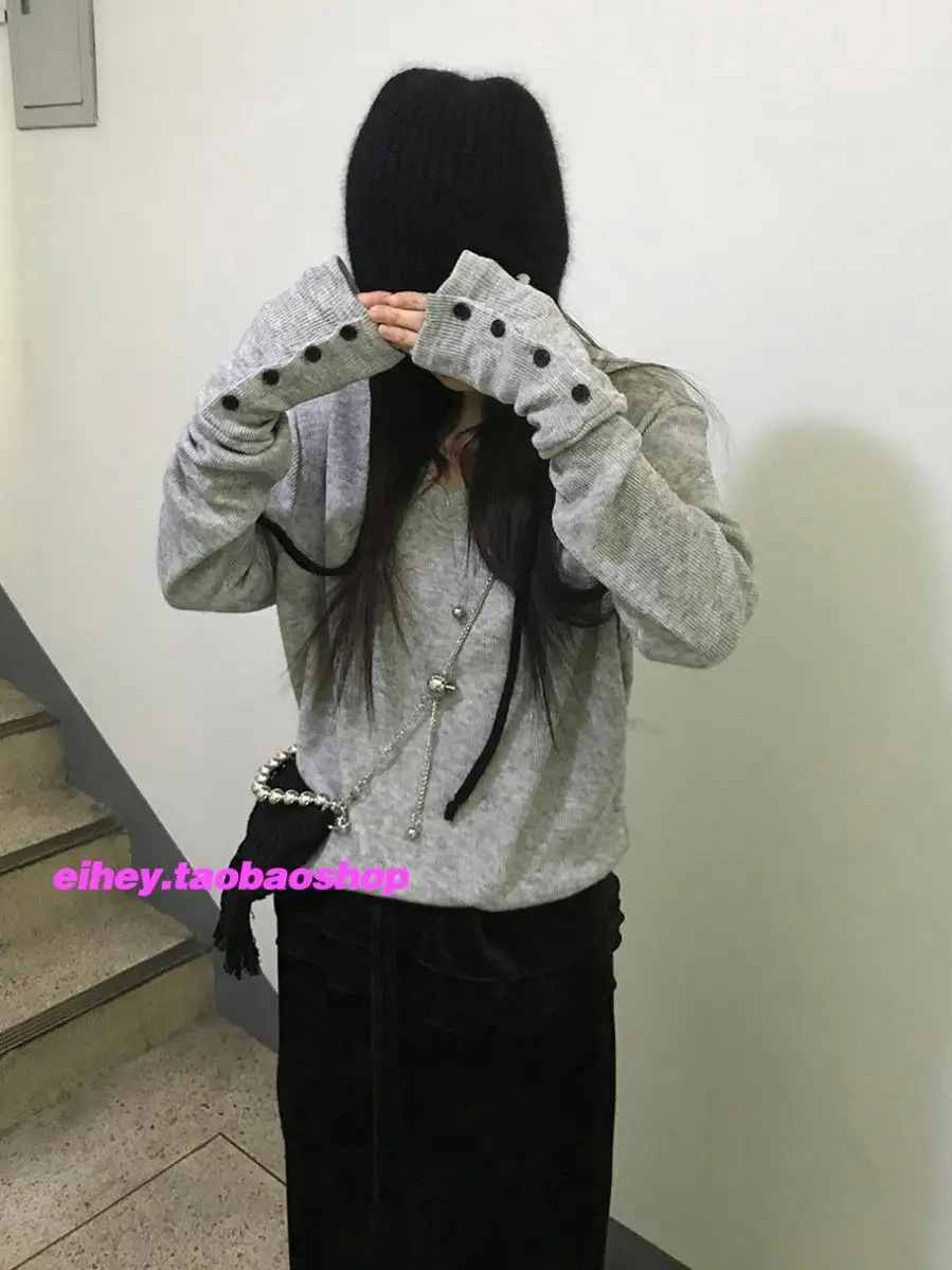 

Свитера Джемперы Пуловеры женские для женщин Трикотажные макетные двухсекционные BF Y2K Деловые встречи Профессиональные Современные Простые осенние OL