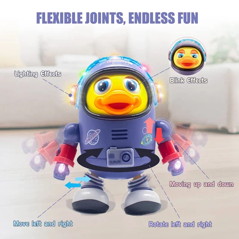 Puzzle Early Education Electric Dancing Space Duck Toy Music Light Cute Duck Baby Space Elements Children's Gift
