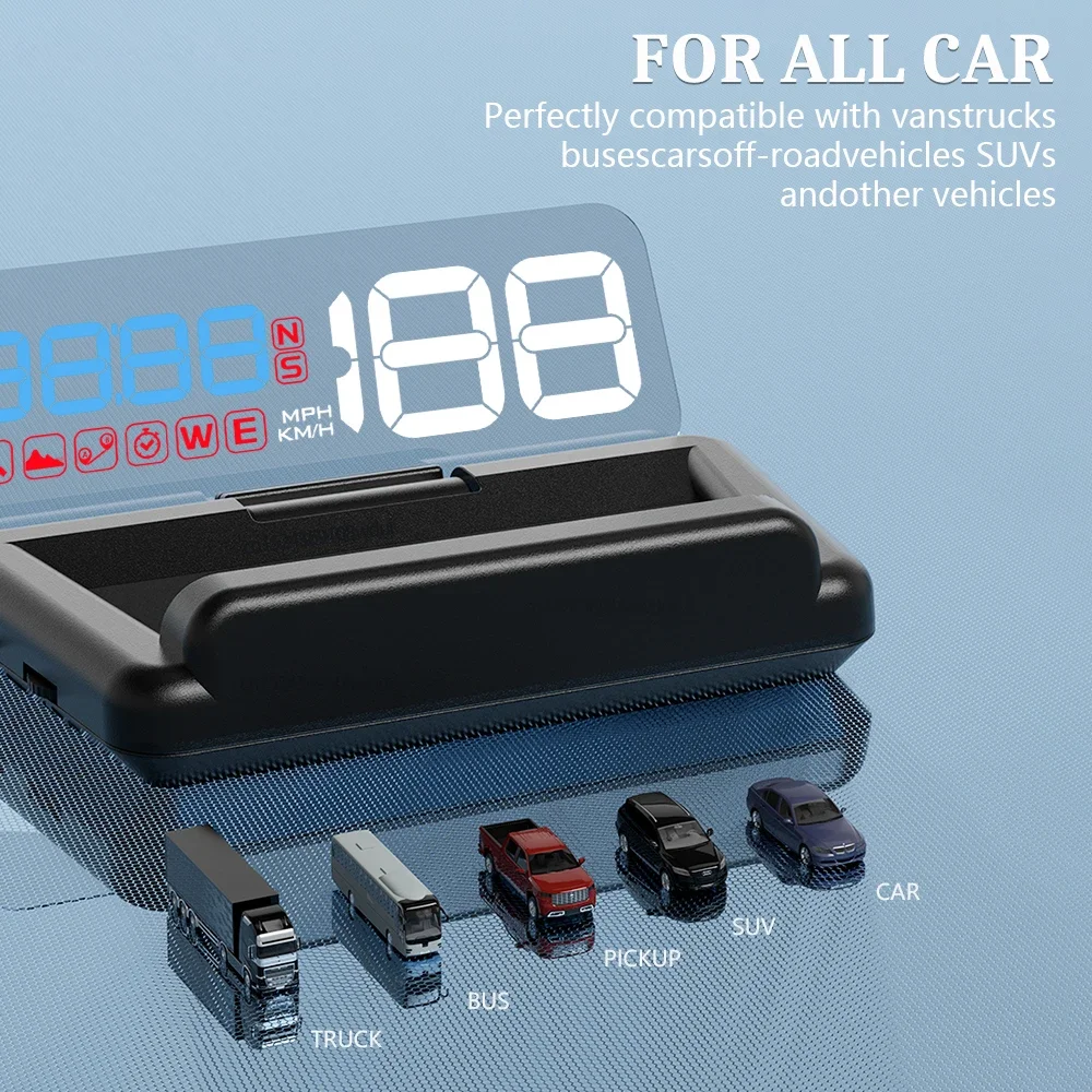 Auto OBD2 GPS HUD Head-Up Display EOBD Windshield Car Speedometer Projector Digital Accessories For All Car