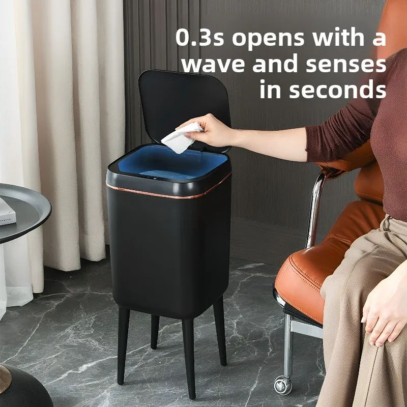 Smart Tall Trash Can Inductive Type with Wheels Electric Household with Cover Kitchen Toilet Light Luxury Living Room Bedroom