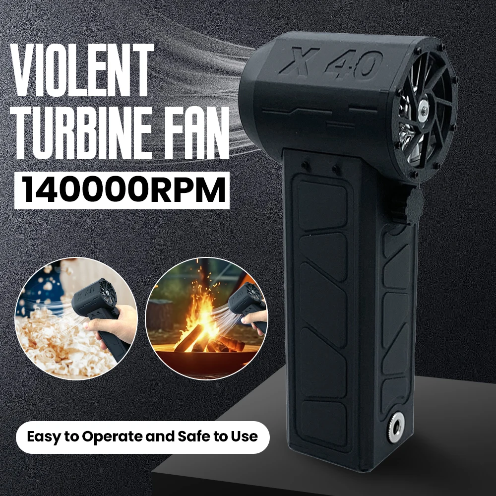 New Turbo Blowers X40 Powerful Air Blower 40mm Violent Turbofan Thrust 600g Handheld DC Charging Fan for Car Drying Snow Blowing