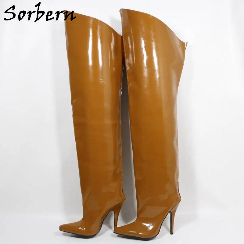 Sorbern 12Cm Over The Knee Boots Stiletto Hard Shaft Women Custom Color Mid-Thigh Boot White Fetish High Heel Boot Open Back
