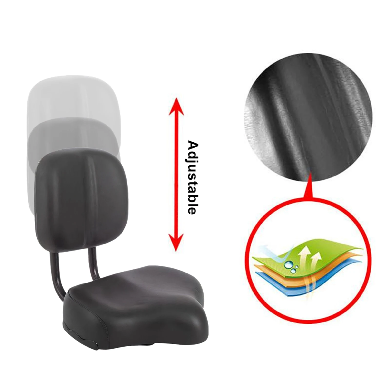 

Bike Seat with Backrest Adjustable Height Bicycle Seat Waterproof Bicycle Saddle Wide Saddle Seat for Men Women Electric Bike