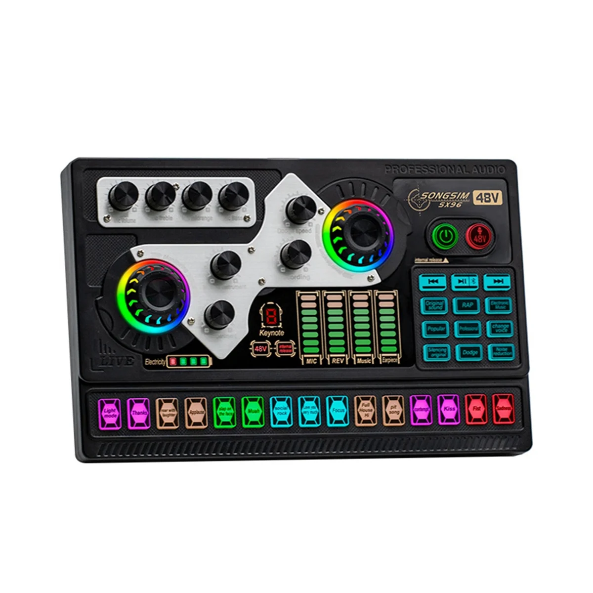 

SX96 Sound Card 48V Sound Card Microphone Mobile Phone Computer Live Broadcast Outdoor Singing Home Mini Mixer