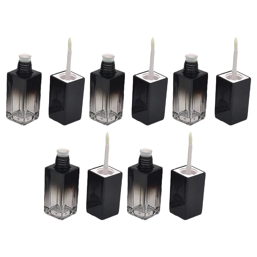 

5pcs Lip Gloss Tubes 5ML Square Gradient Lip Bottles Plastic Black Reusable Bottles Travel Lightweight Storage DIY