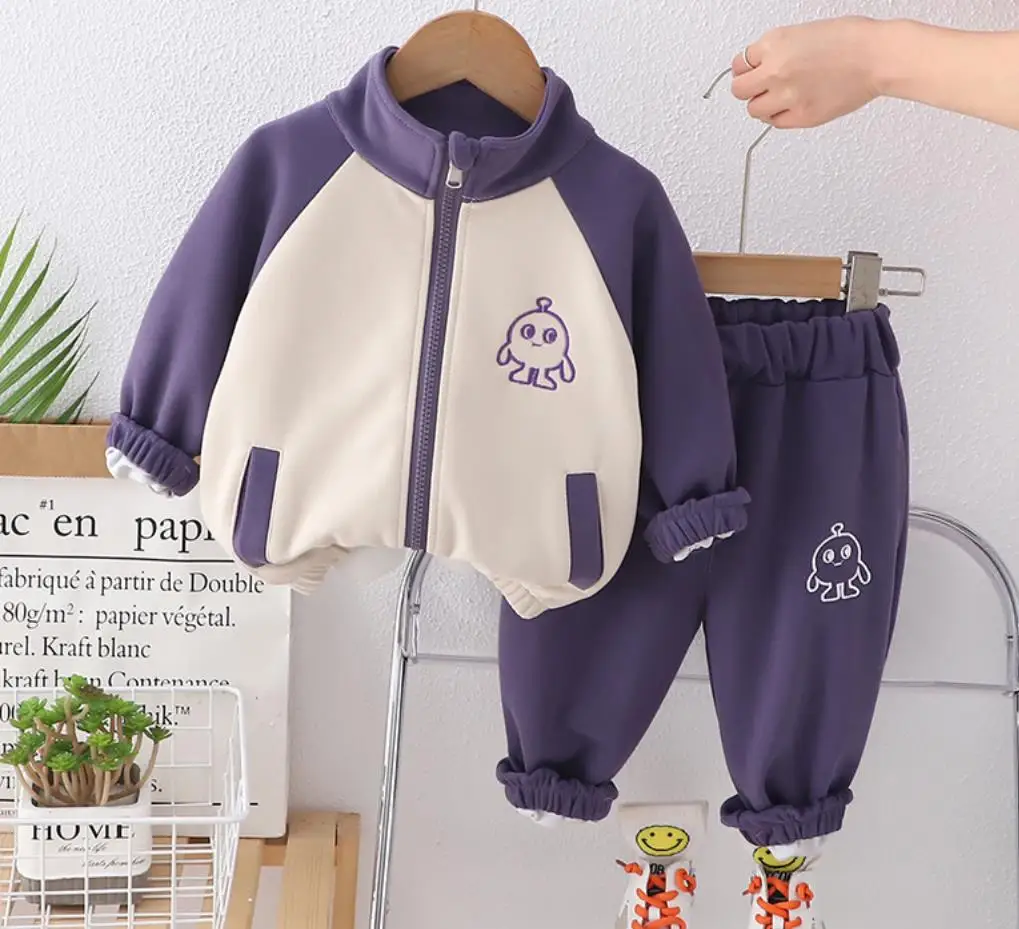 

Boys Casual Clothes Sets Spring Autumn Kids Cute Cartoon Zipper Jackets and Pants Two Piece Outfits Children Designer Clothing