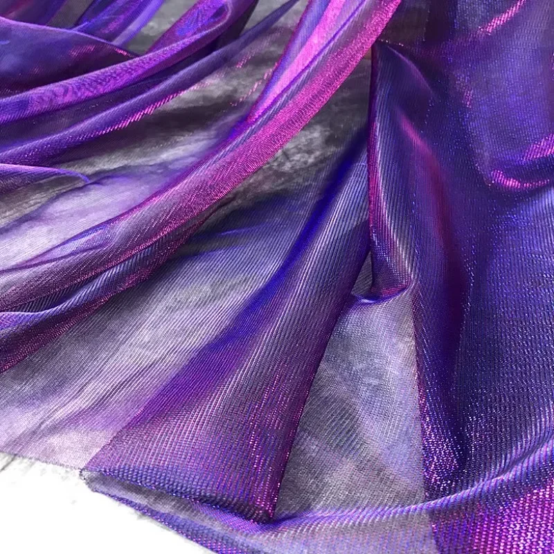 Glass Purple Blue Gradient Mesh Designer Fabric Star River Skirt Clothing DIY Colorful Light Clothing Fabric