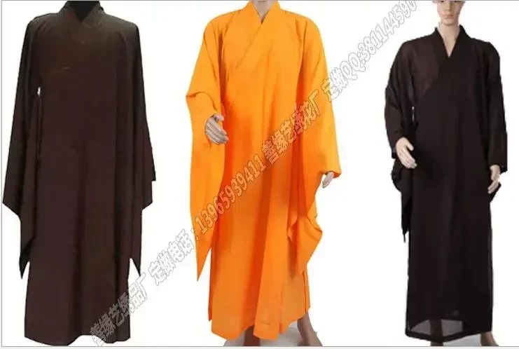 Free Shipping Shaolin Buddhist Monk Robes Suits Chinese Kung Fu Gown Uniforms Unisex Buddhist Clothing