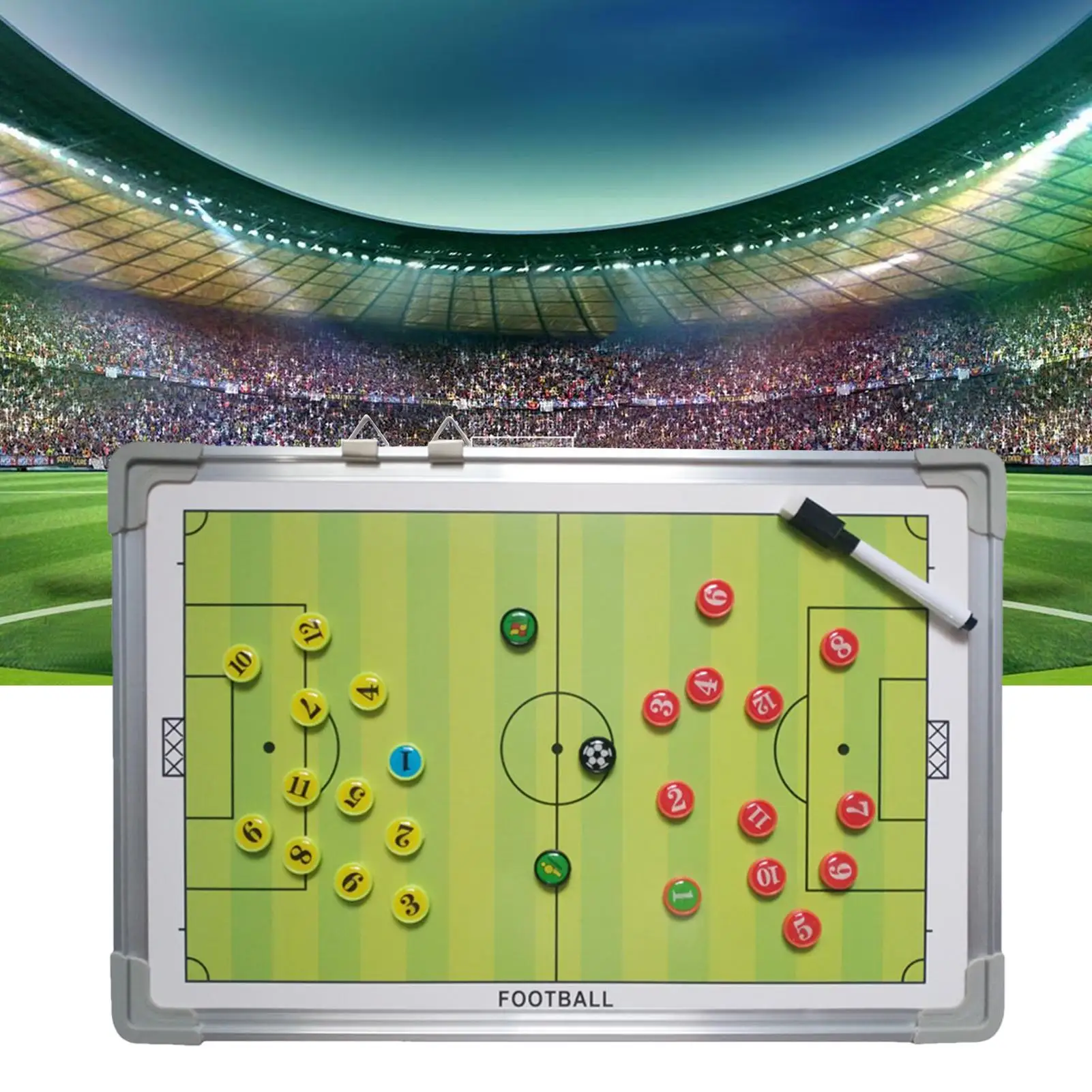 마그네틱 축구 전술 보드 코치 보드 특별 경기 훈련 전문 축구 건조 지우기 클립 보드 (마커 펜 2개 포함)