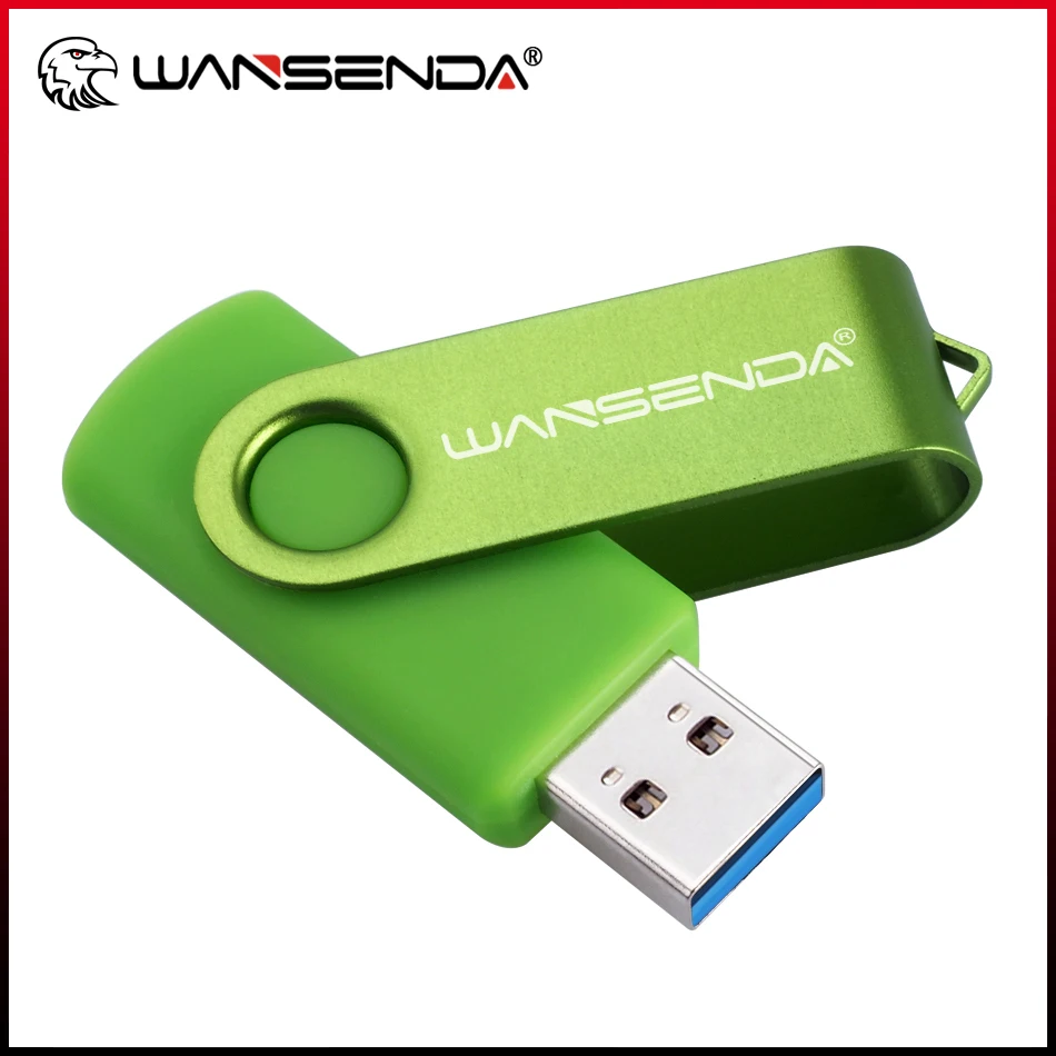 WANSENDA USB 3.0 Flash Drive Rotation 32GB Pen Drive 256GB 128GB 64GB 16GB Pendrive Metal Memory Stick Thumbdrive