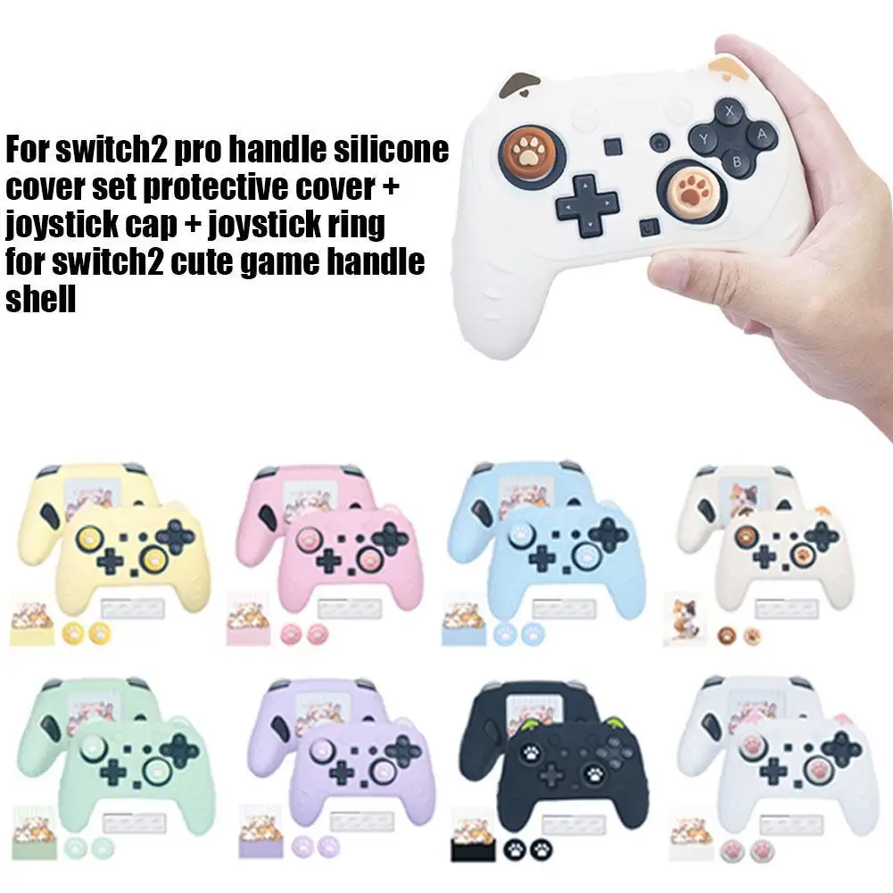

Anti-Slip Anti-wear Silicone Protective Cover Skin Case For Switch Pro Wireless Controller With 2 Thumb Grip Caps 1 Sticker