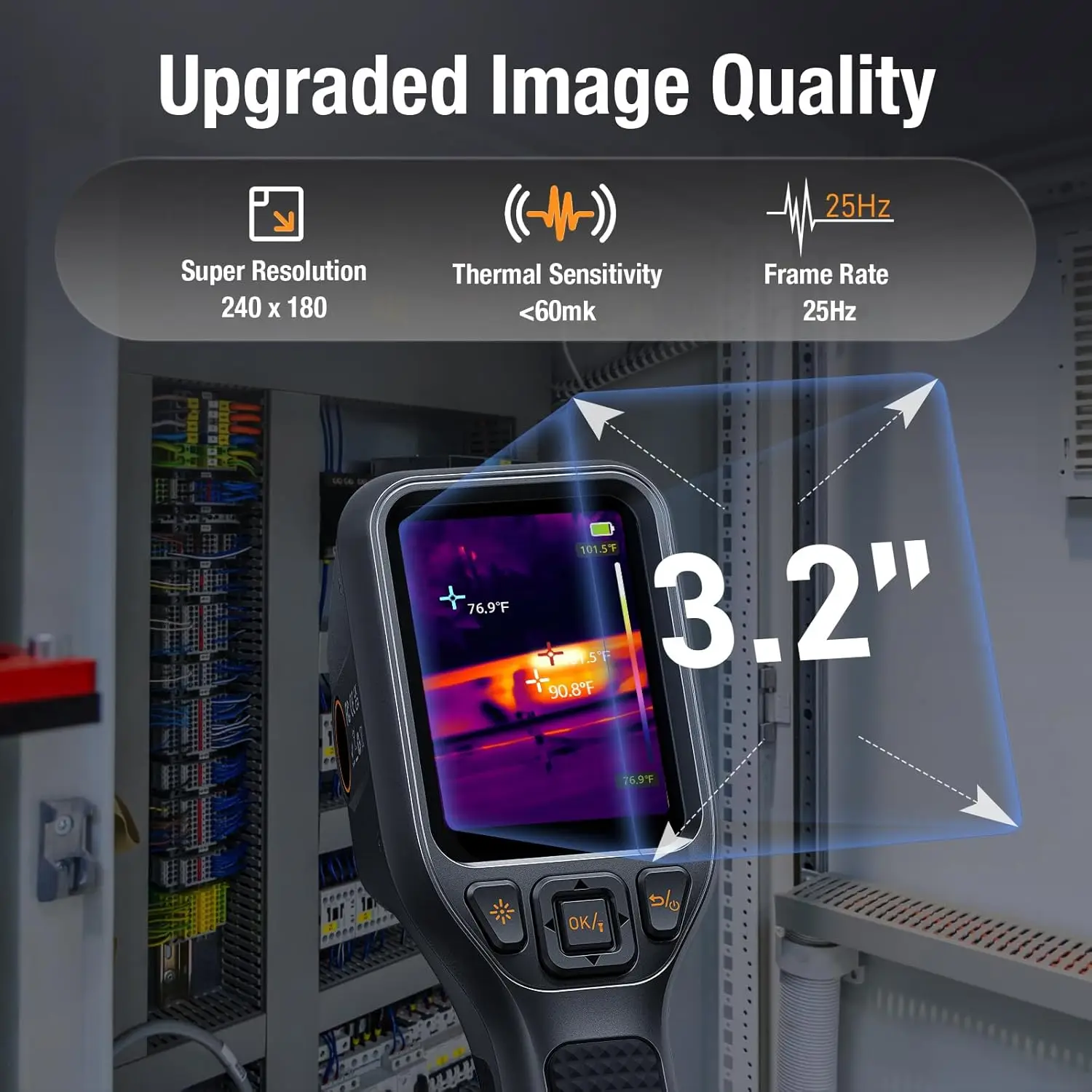 Teslong TTM120S التصوير الحراري 240x180 دقة فائقة 3.2 بوصة LCD محمول 25 هرتز 120x90 دقة الأشعة تحت الحمراء