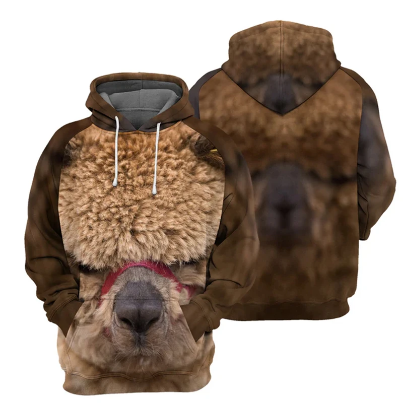 Cute Animal Alpaca 3D Graphic Hoodies Men Women Autumn Fashion Casual Sweatshirts Oversized Hoodie Pullovers Tracksuit Clothing