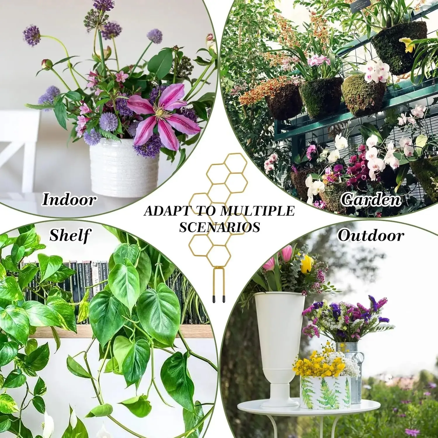 Honeycomb Metal Plant Trellis Mini Vine Climbing Support Frame Indoor Pothos Holder For Potted Green Plants Home Garden Decorati