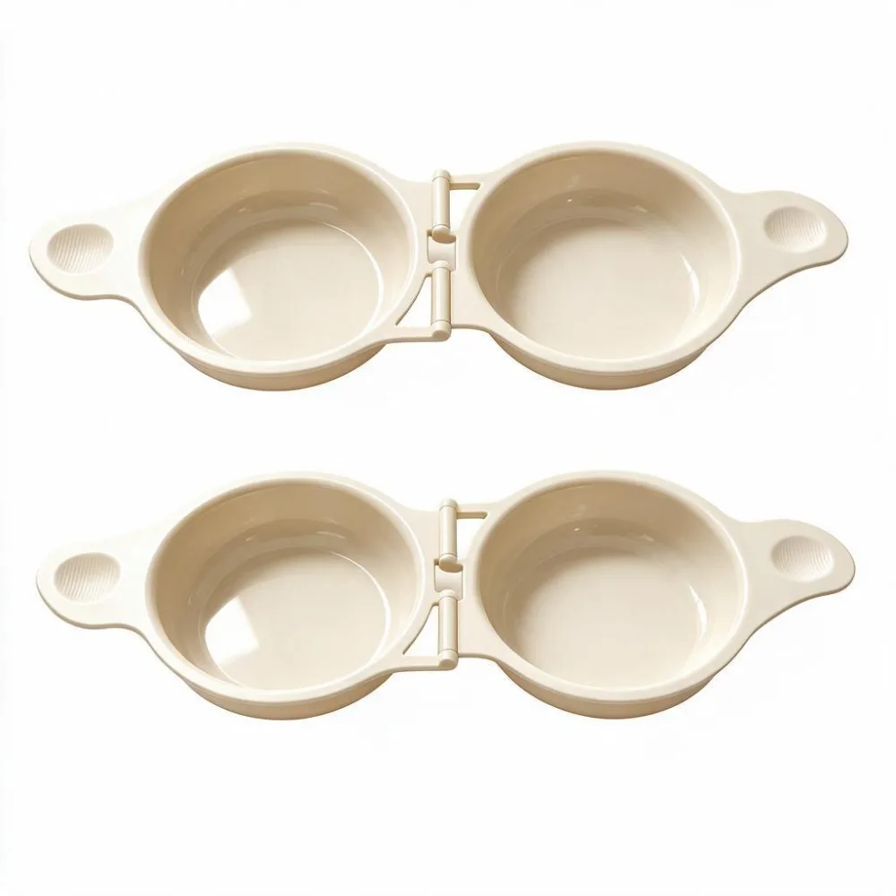 2 Pcs Food Grade Plastic Microwave Egg Cooker Heat Resistant Time-saving Microwave Egg Cooking Mold Beige Nonstick
