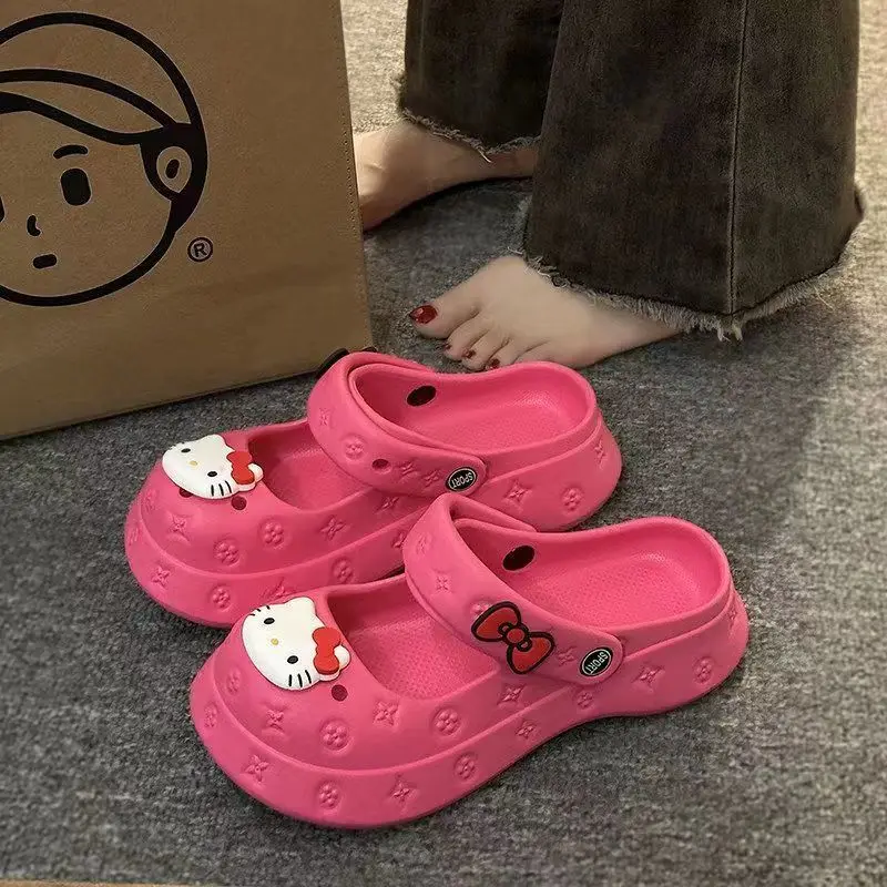 Cartoon Summer Sanrio Hello Kitty Cute Slippers Girl Heart Cinnamoroll At Home Soft Slippers Family Bathroom Non-Slip Slippers