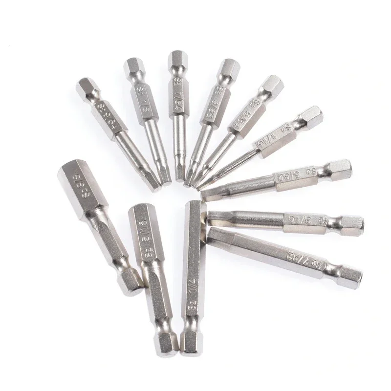 

Electric Drill Driver 50mm Magnetic Screwdriver Head Hexagonal Screwdriver 12pcs Combination Tool English Set