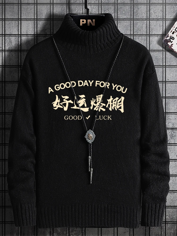 

High Collar Men's Knitted Sweater Slim Fit Autumn Spring New Sle Faionable Student Teenager Turn down Knitwear Woolen Swe...