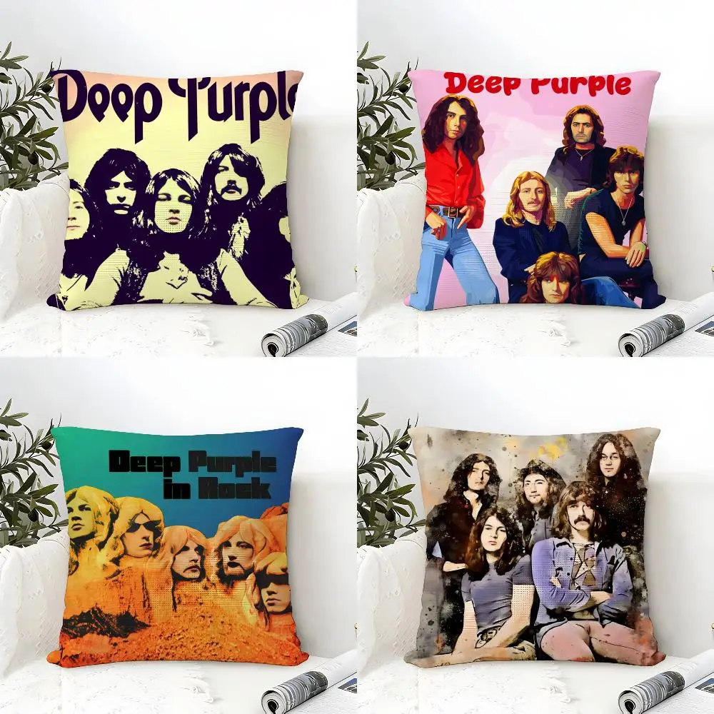 D-Deep P-Purple Band Cushion Cover Eco Linen Pillow Case Double-Sided Print Breathable Durable Zipper Home Decor Gift