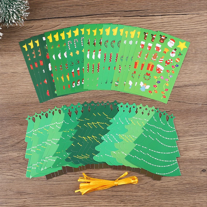 

24PCS Complete Christmas Tree Craft Kit with Stickers & DIY Ornaments Kids Gift Favors 2026 New Year Party Home Decoration