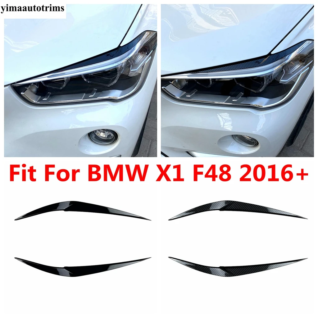 

Carbon Fiber / Black Head Light Lamp Eyelid Sticker For BMW X1 F48 2016 - 2021 Headlight Eyebrow Trims Car Styling Accessories