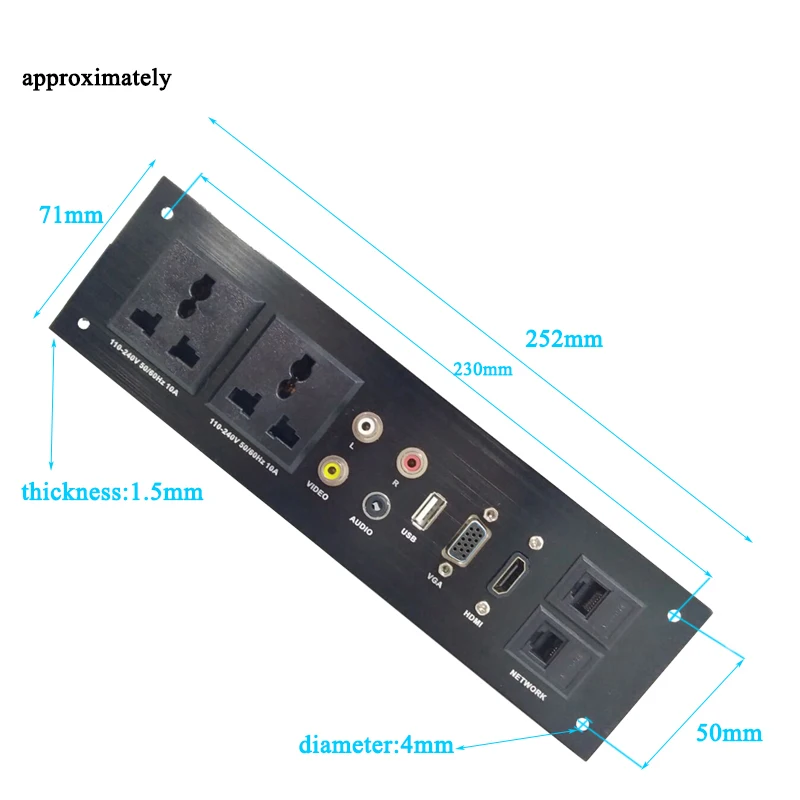 Aluminum alloy Multi-Media USB Audio VGA Network HDMI-compatible UK/EU/US/CN Electric Socket Power Board china plug adapter