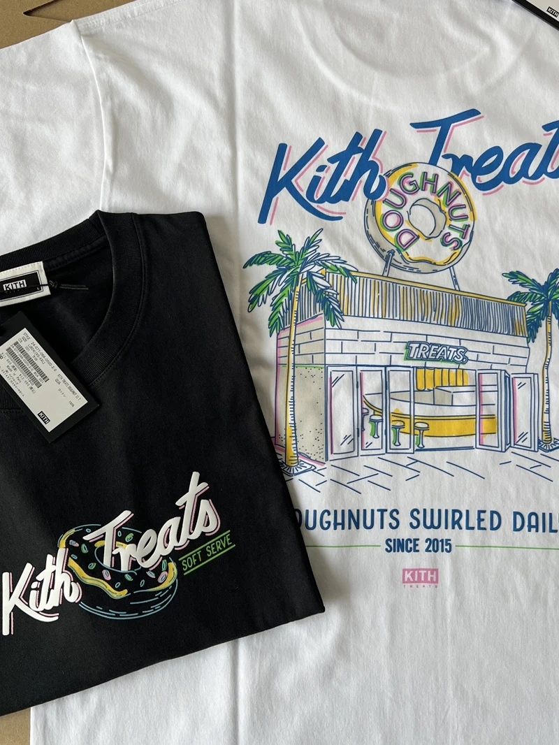 

Undefendable Donut New Trendy Japanese Summer Couple Base Letter T-irt ort Sve Cotton Breathable round Ne Top