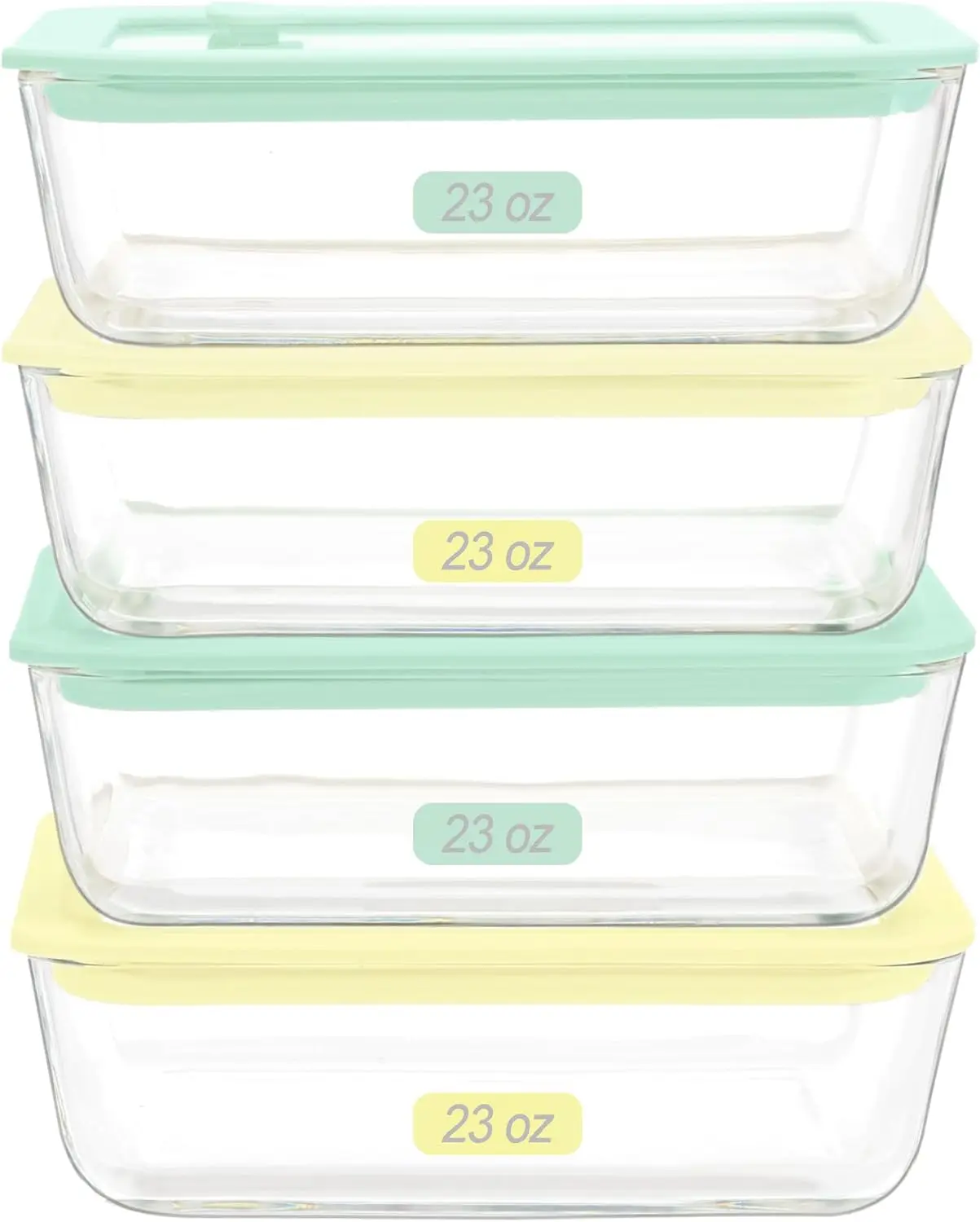 

Glass Food Container Set with Glass Lid, 4 Pack, Food Storage Containers with Airtight Lid, LeakProof, 100% Plastic Fre