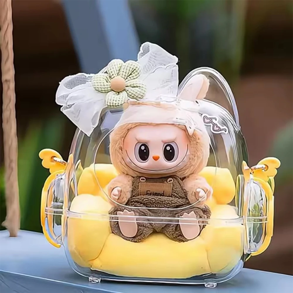 Travel Bag Anime Plush Doll Mini Bag 17cm For Labubu Doll Crossbody Transparent Outdoor Bag
