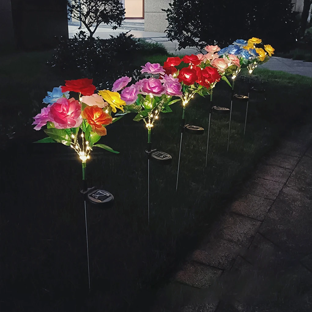 Energy Saving LED Solar Camellia Flower Light For Multi-Purpose Outdoor Lamp Lawn Easy To Install