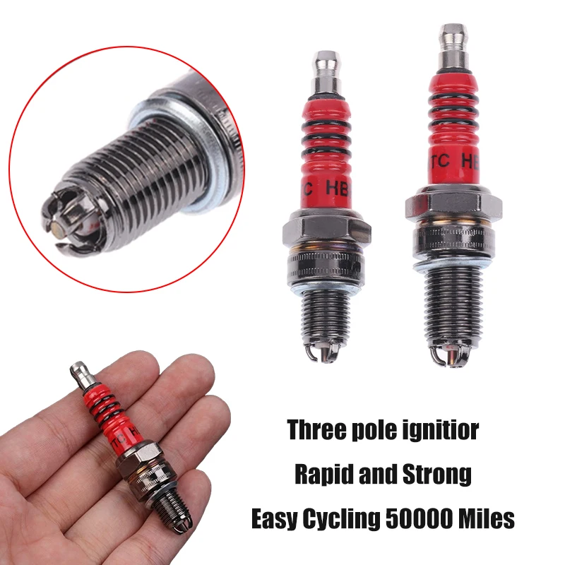 1 шт., 3-электродная гоночная свеча зажигания A7TC D8TC для GY6 CG 50 70 110 125 150CC, мотоцикл, квадроцикл, скутер, велосипед, картинг