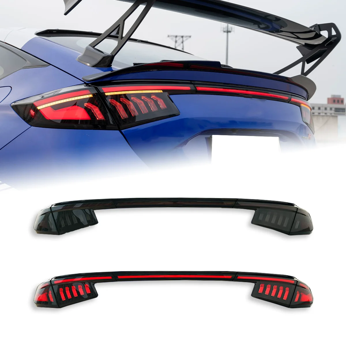 LED through taillights for Honda Civic 11th Integra hatchback modified Rear lamp with Dynamic Turn Signal