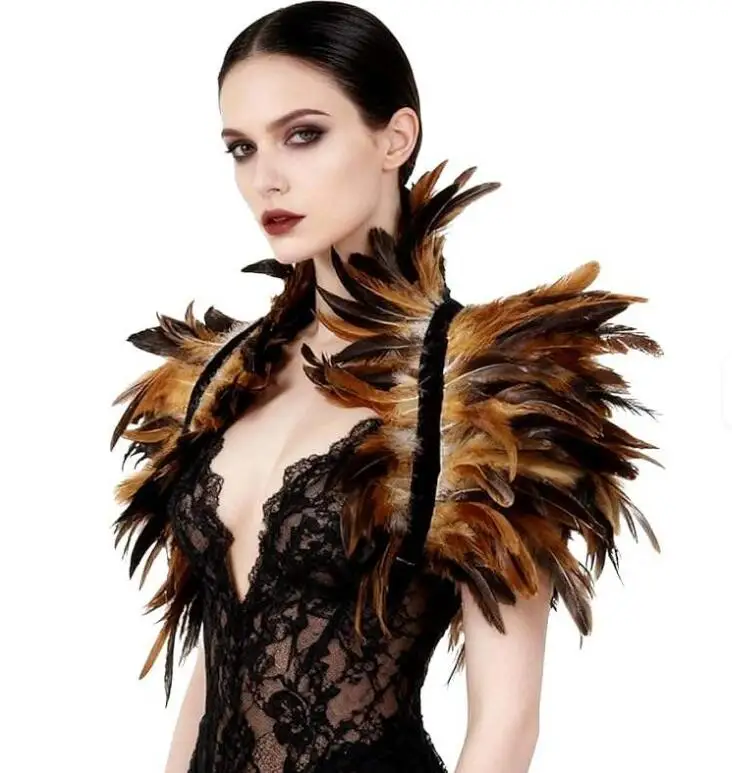 

Imported Gothic Real Natural Feather Shrug Shawl Shoulder Wrap Cape Victorian Collar