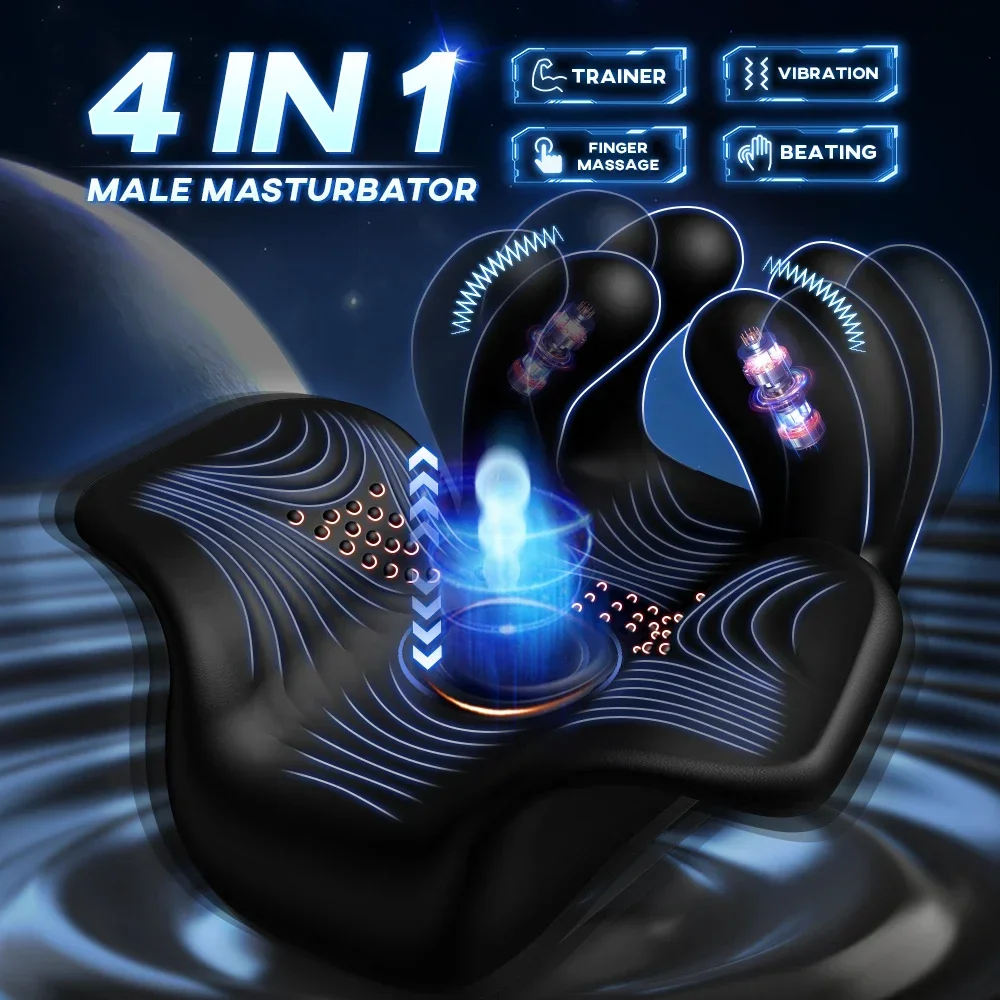 Penis Training Vibrator Men Glans Massage Stimulator for Ejaculation Delay Male Masturbator with Finger Pinching Sex Toys