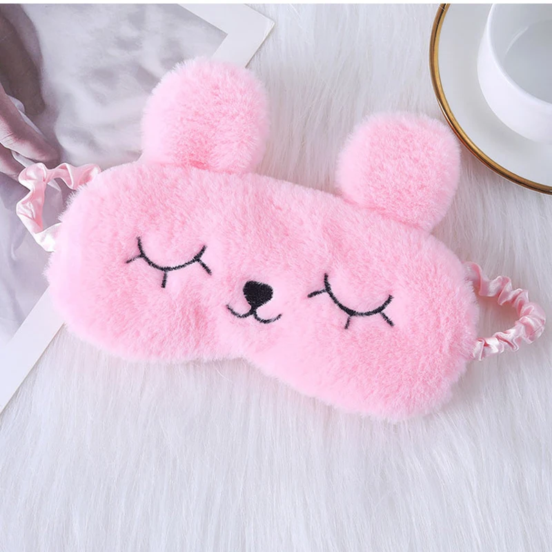 Cute Cartoon Rabbit Plush Sleeping Eye Mask Comfortable Sleep Mask Sleep Aid Traveing Home Shading Light Eye Cover Eyeshade