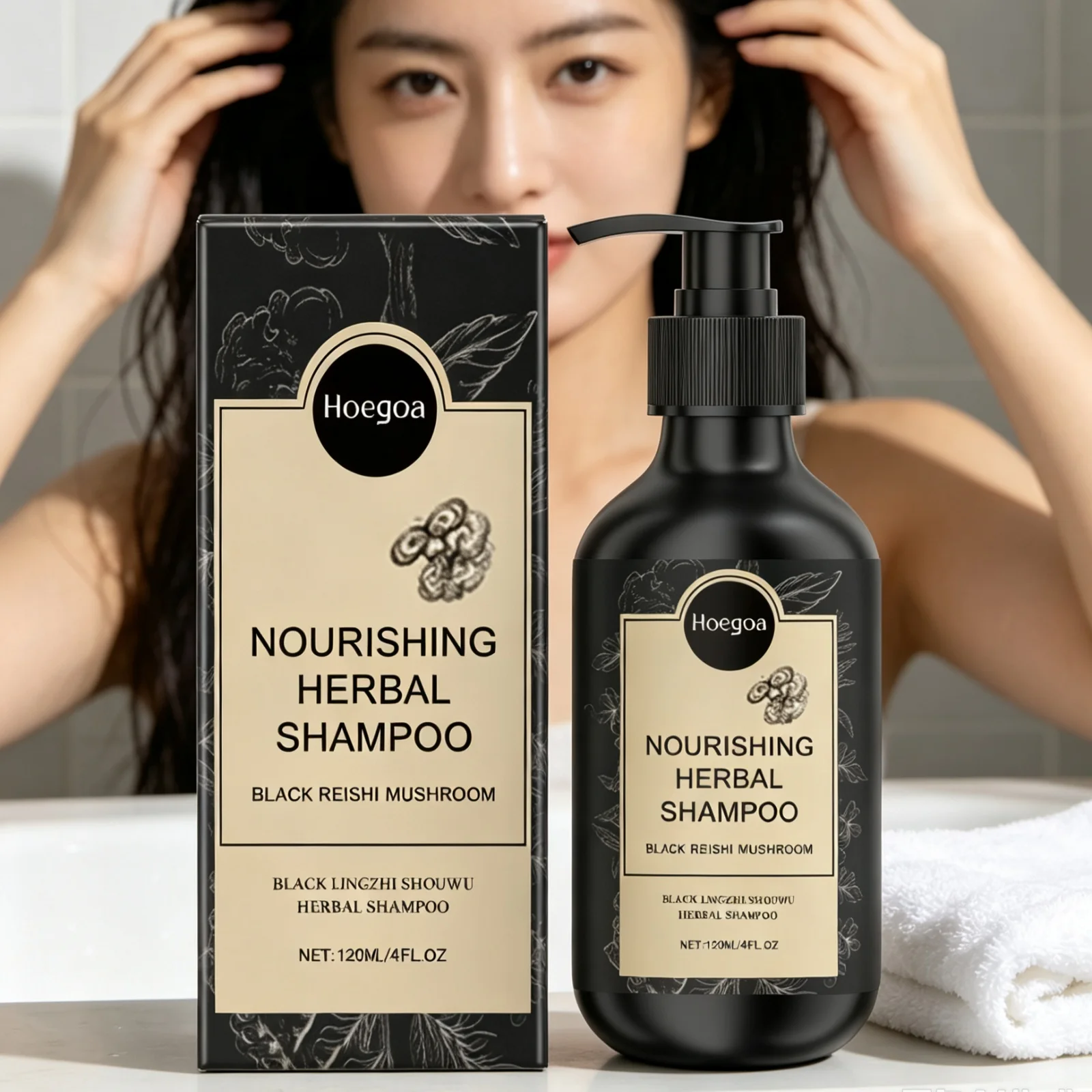 Hoegoa Herbal Shampoo Moisturizing Hair Strengthen Roots Soothing Scalp Dryness Restore Natural Shine Gentle Hydrating Shampoo