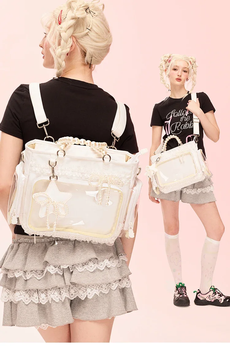 حقيبة يد نسائية من Sweet Cute Star Pearl شفافة من Itabag حقيبة يد ذات سعة كبيرة وحقائب كتف كروس للتنقل #6