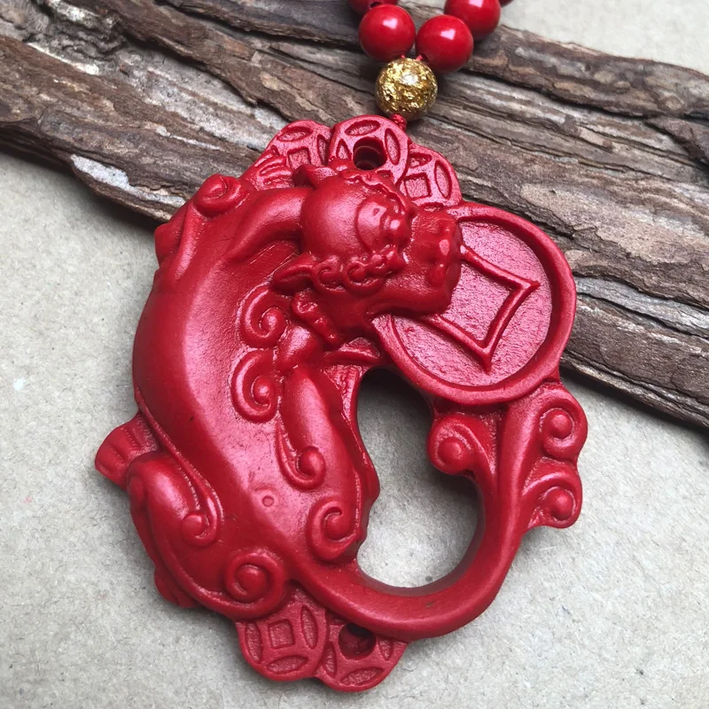 Jade see beautiful jade natural primary color cinnabar pixiu peace buckle pendant  attract wealth into  treasure jade necklace