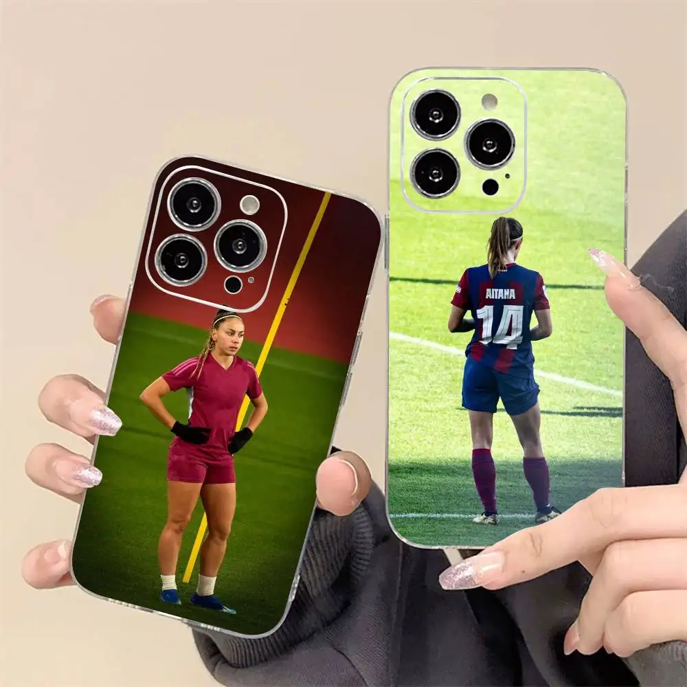 Funda para Teléfono de la Estrella de Fútbol Athenea del Castillo para iPhone 17, 16, 15, 14, 13, 12, 11 Plus, Pro Max, Cubierta Transparente Suave
