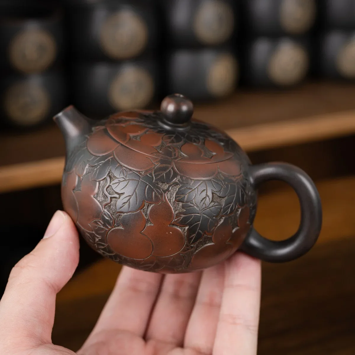 Nixing Pottery Teapot Pure Handmade Raw Ore Nickel Material Large Mouth Han Tile Pot Bronze Kung Fu Size Capacity Tea Set