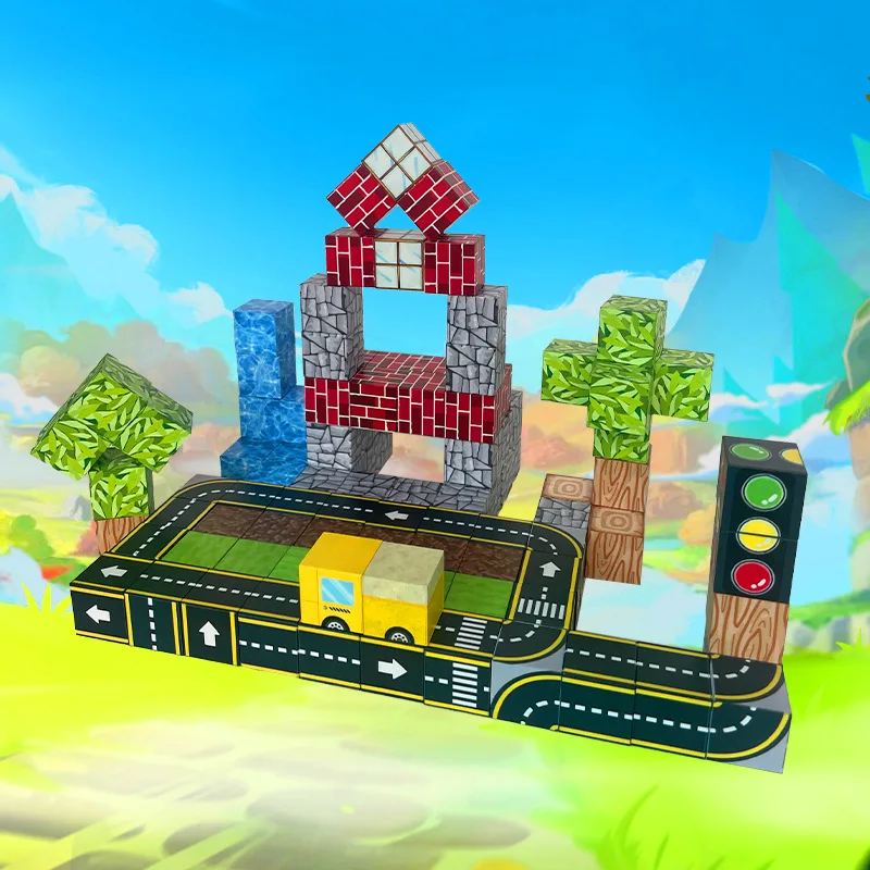 Magnetische Bausteine Mine World Magnet Cube Set für Jungen Mädchen Kind Alter 3+ DIY Modell Kinder Stem STEM Sensorisches Spielzeug Geschenk