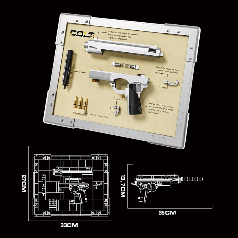 Mechanical Revolver Model Building Blocks: Colt & Western Pistol Kits, Detailed Assembly Project for Adult Model Fans