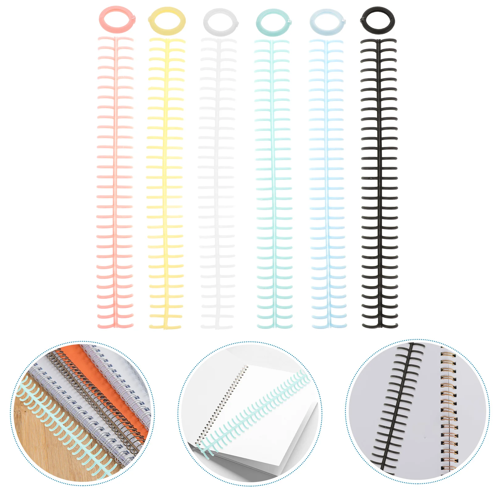 

6Pcs Loose Leaf Binder Rings Smooth Surface Plastic Notebook Binding Coils File Organizer DIY Book Supplies