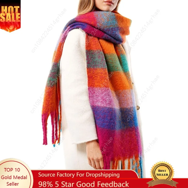 

Winter Scarf for Women, Oversized Plaid Chunky Thick Blanket Scarves Warm Colorful Cold Weather Long Wrap