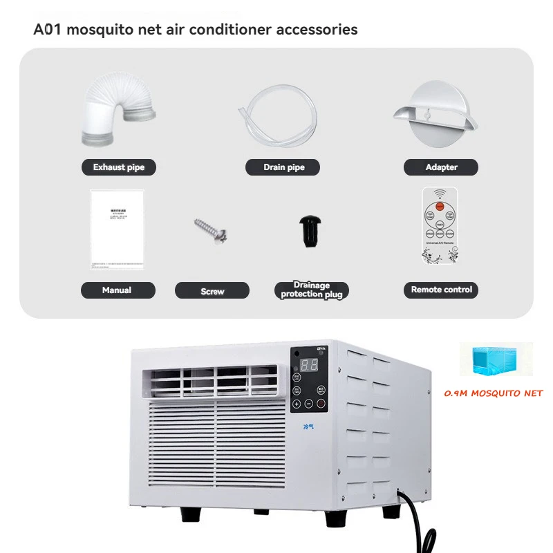 110V/220V Mobile Air Conditioner Portable Small Mosquito Net Air Conditioning Fan LED Panel With Remote Control